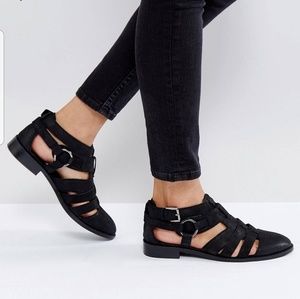 Black leather shoes